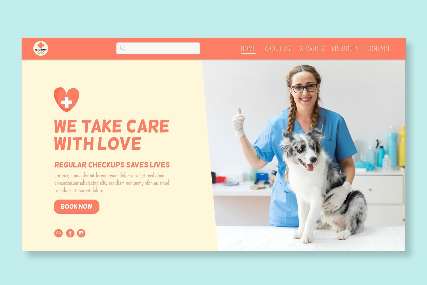 Veterinarian examining a dog in a modern clinic