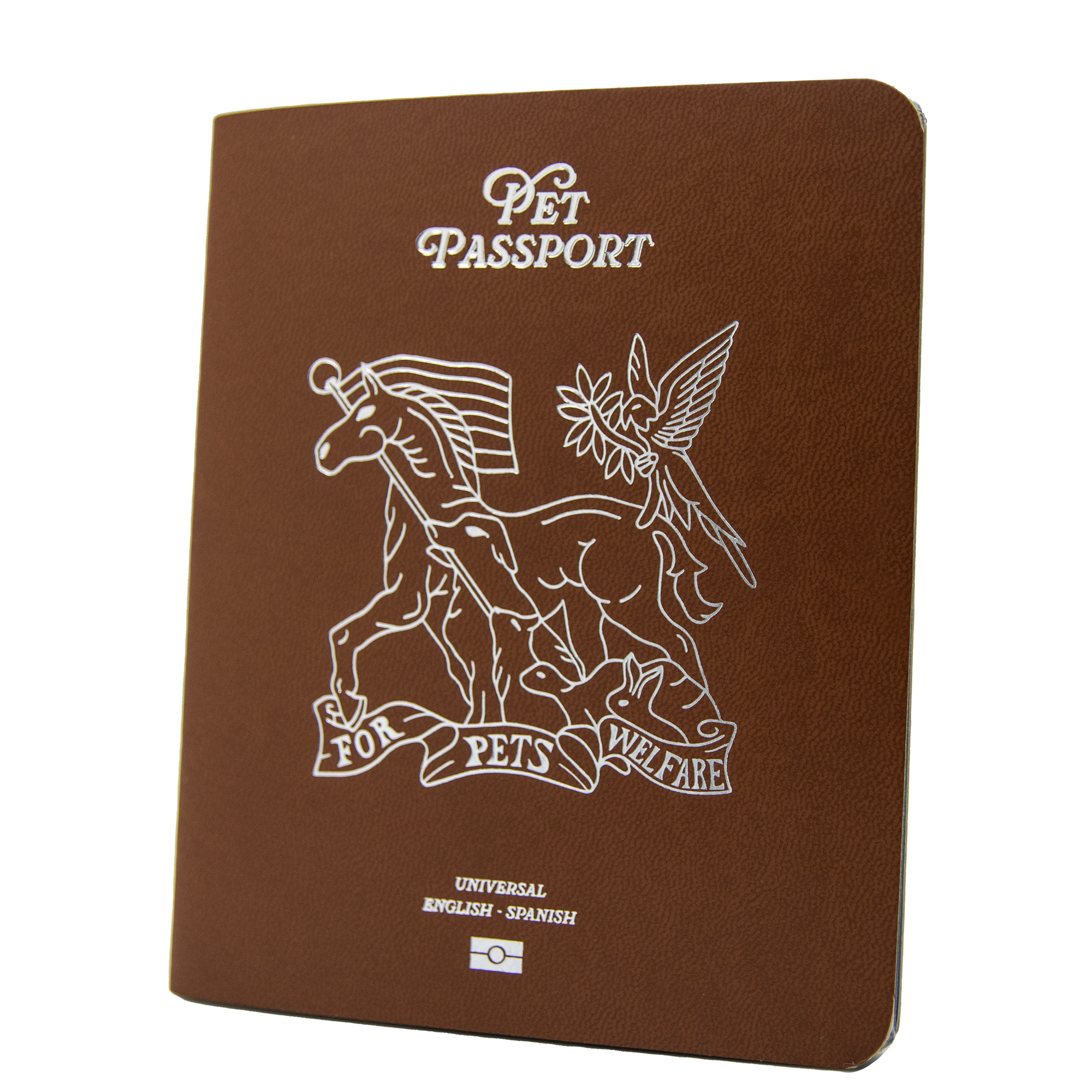 Pet Passport English Spanish Light Brown Cover