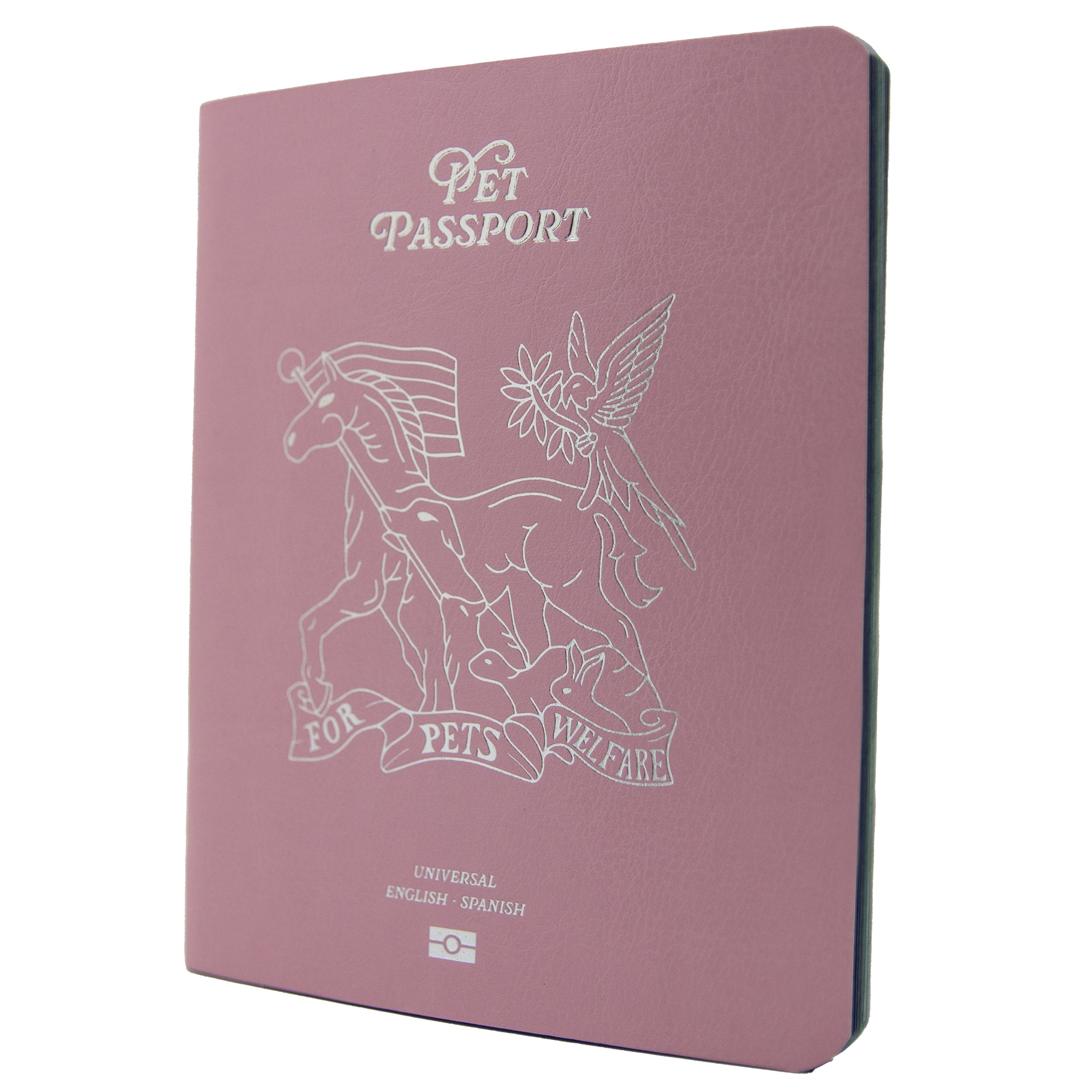 Pet Passport English Spanish Valentine Pink Cover