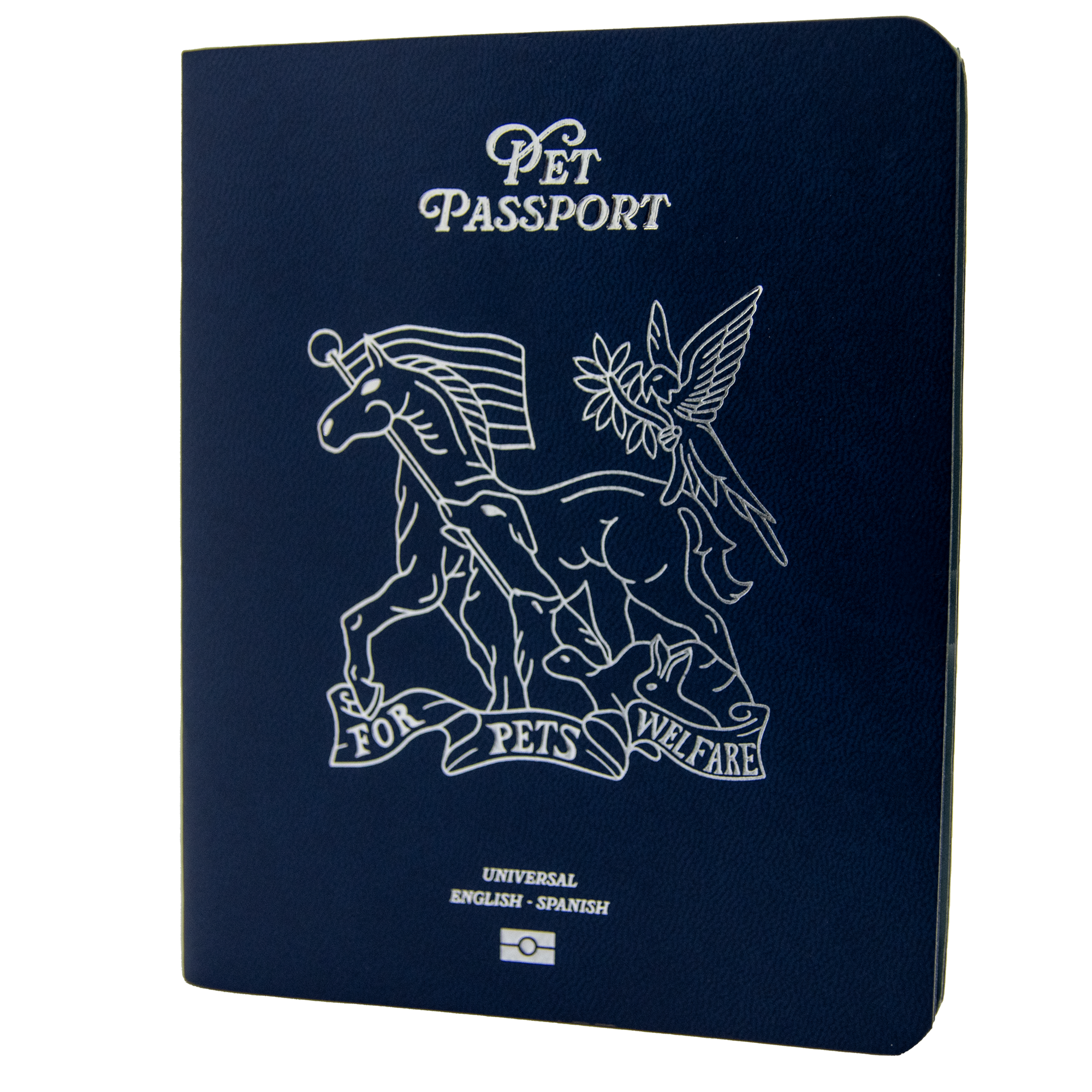 Pet Passport English Spanish Navy Cover