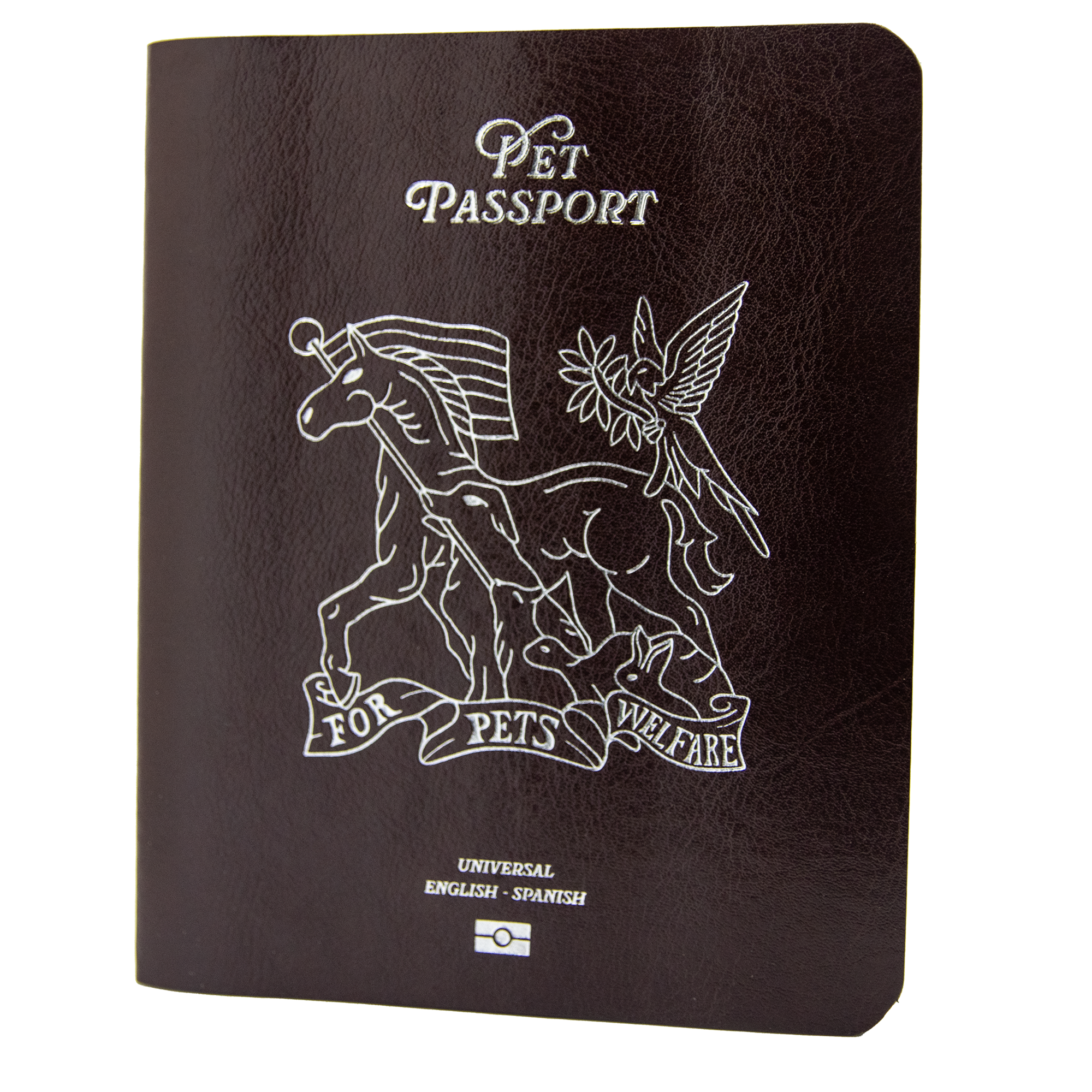 Pet Passport English Spanish Brown Leather Cover