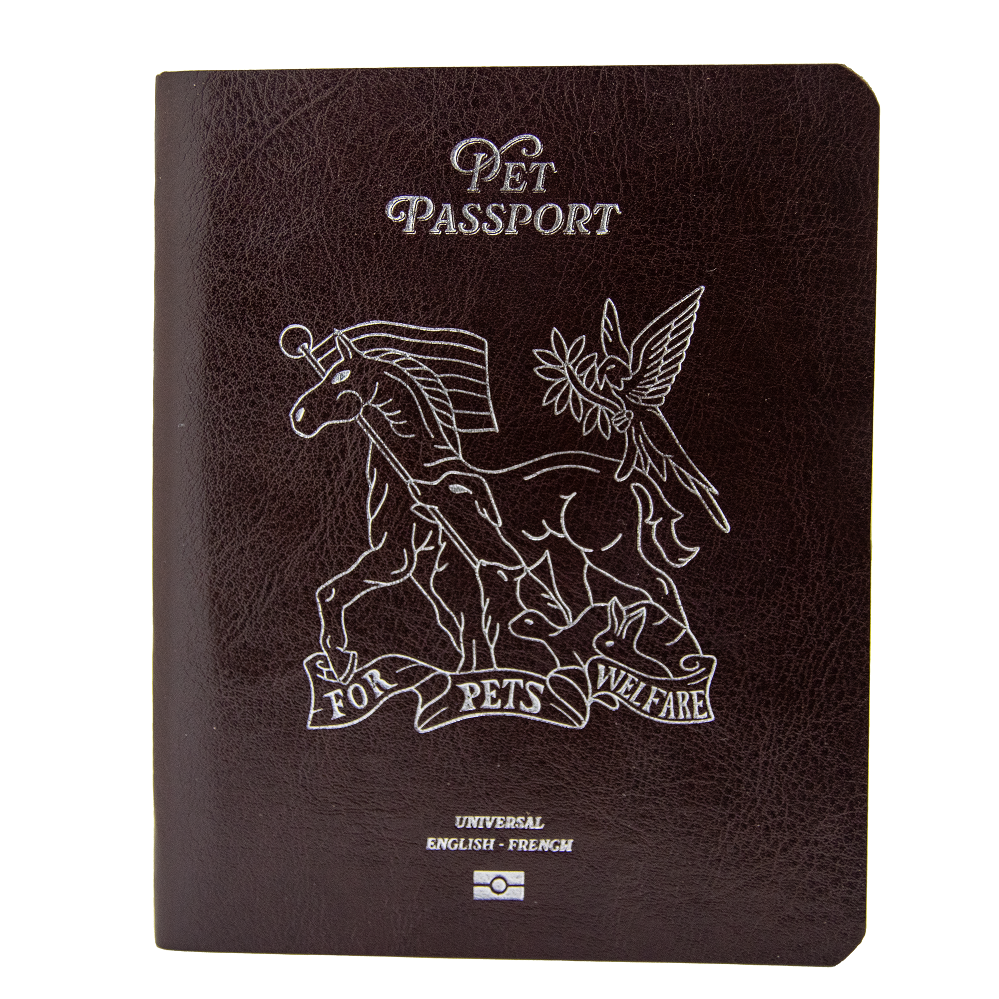 Pet Passport English French Brown Leather Cover