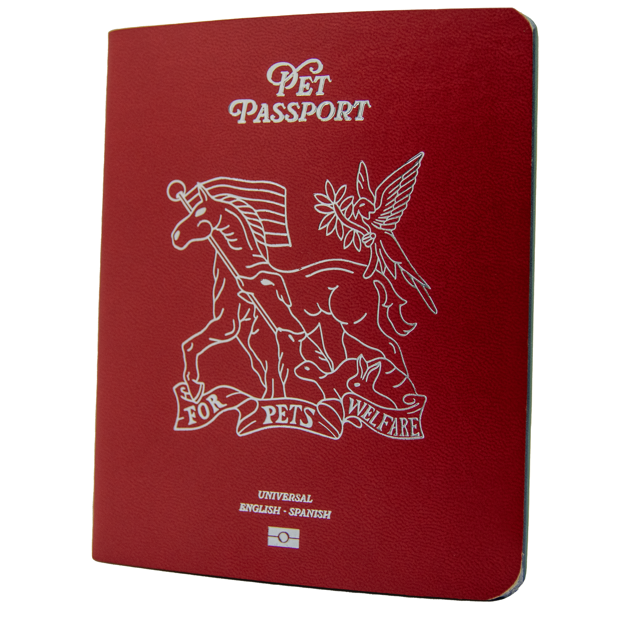 Pet Passport English Spanish Christmas Red Cover