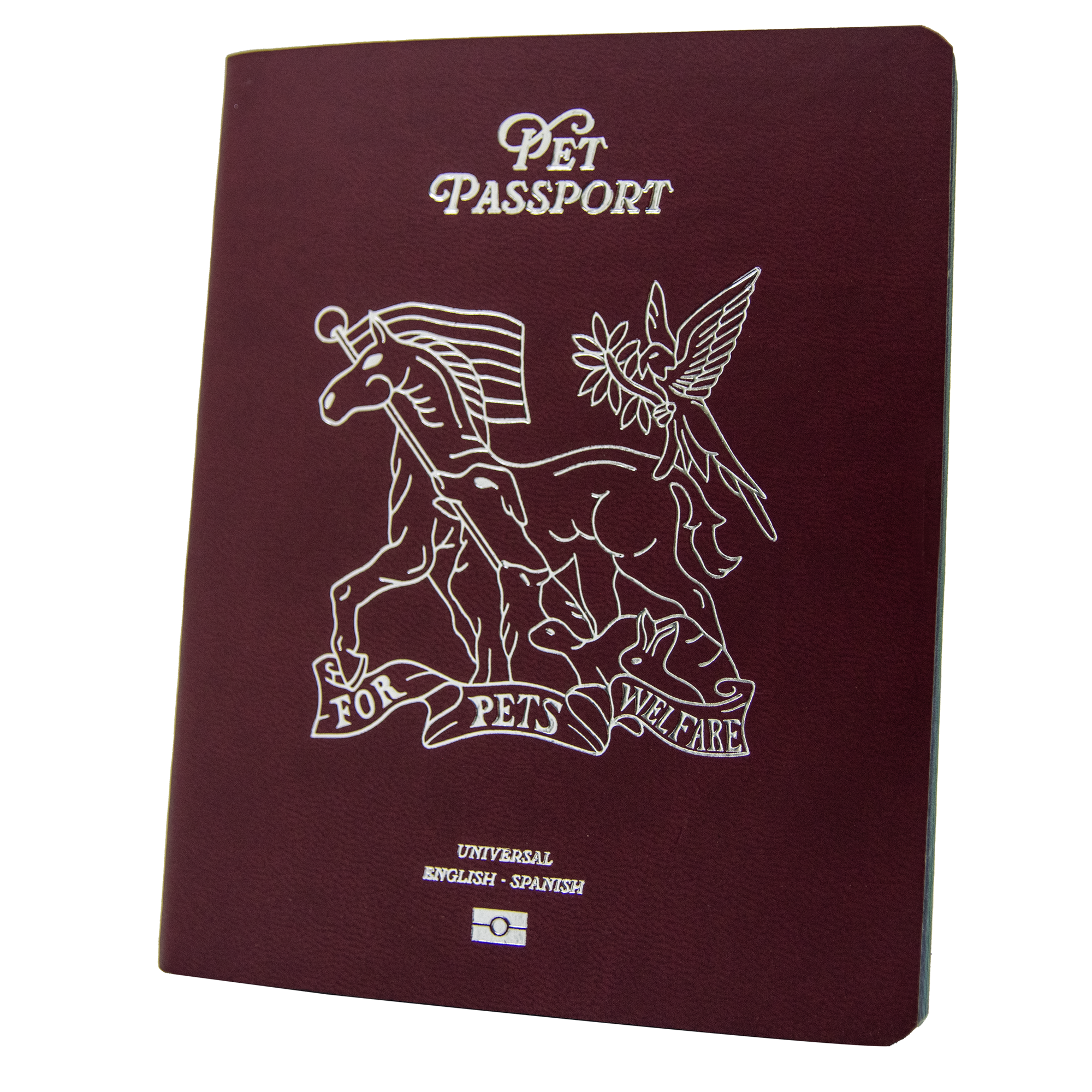 Pet Passport English Spanish Mahogany Cover